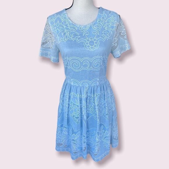 Aina Be Blue‎ Lace Open Back Dress - Picture 1 of 7